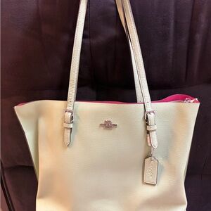 Coach Mint Green Tote with Pink Lining